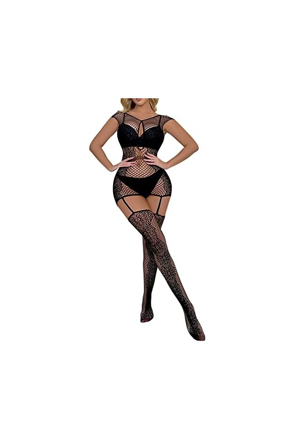 UOWEG Femmes Lingerie Sexy Vêtements de Nuit Vêtements de Nuit Body Stocking Body Sheer Lingerie Combinaison Ouverte Black, 