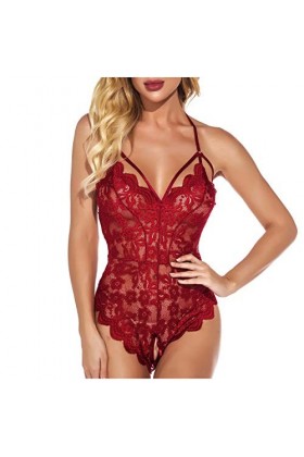 Briskorry Ensemble de lingerie sexy pour femme - Style décontracté - Rouge
