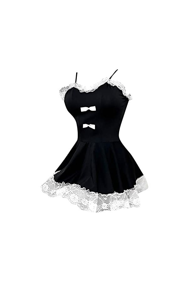 LDadgf Plusieurs tailles au choix, surdimensionné, ensemble de dentelle séduisante, lingerie drôle en latex corset, Noir , XL