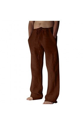 Pantalon en lin pour homme - Motif tête de mort - Poche à la taille - Pour les loisirs - Léger - Pour lété - Grande taille -