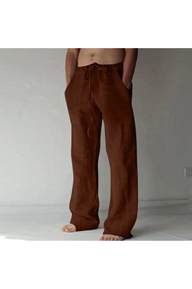 Pantalon en lin pour homme - Motif tête de mort - Poche à la taille - Pour les loisirs - Léger - Pour lété - Grande taille -