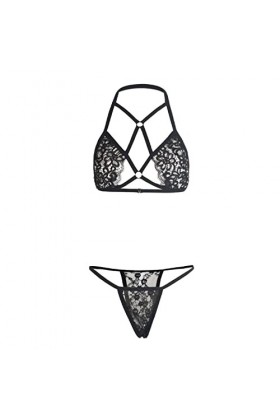 Ensemble de lingerie sexy en dentelle avec soutien-gorge et culotte - Ensemble deux pièces pour femme - Lingerie sexy - Grand