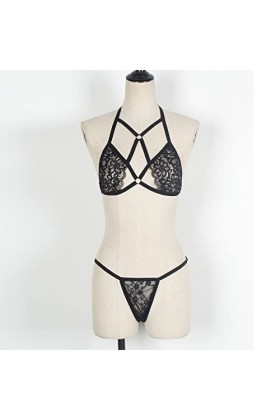 Ensemble de lingerie sexy en dentelle avec soutien-gorge et culotte - Ensemble deux pièces pour femme - Lingerie sexy - Grand