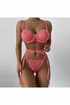 Générique Sexy Femme Ensemble Lingerie avec Porte Jarretelles Dentelle Soutien-Gorge et Culotte Ensemble Nuisette Sexy Clubwe