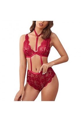 Sexy Nuisette Babydoll pêche Corset sous-Vêtement Ensemble Soutien Gorge en Satin et Dentelle Sexy Saint Valentin Costume Cos