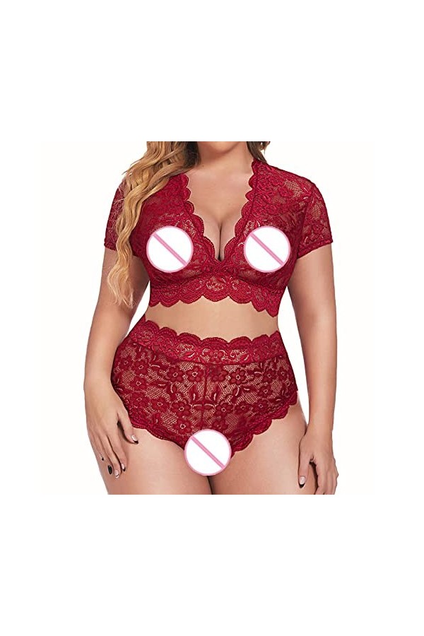 Lingerie Sexy Ensemble Femme 2 Pièce Vêtements De Nuit Sexy sous-Vetements Erotique Ensemble Soutien Gorge et String Dentelle
