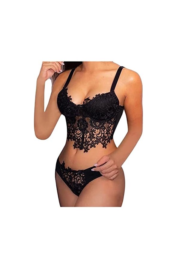Ensemble Soutien Gorge et String Femme Dentelle Lingerie Sexy Ensemble Erotique Vêtements De Nuit Sexy sous-Vetements 2 Pièce