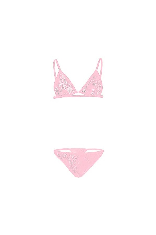 2023 New y*2k Style Lingerie Ensemble de Trois Points pour Hommes String en Dentelle Sexy Soutien-Gorge à Trois Points Voir à