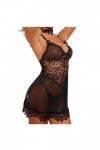 Lingerie Sexy en Dentelle Babydoll avec String - Soutien-Gorge Sexy et Culotte en Dentelle Nuisette Dentelle Sexy Hot Chaude 