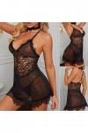 Lingerie Sexy en Dentelle Babydoll avec String - Soutien-Gorge Sexy et Culotte en Dentelle Nuisette Dentelle Sexy Hot Chaude 