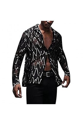 Maillot de corps en maille pour homme - T-shirt à manches longues - Couleur unie - Transparent - Vintage - Sous-vêtements - S