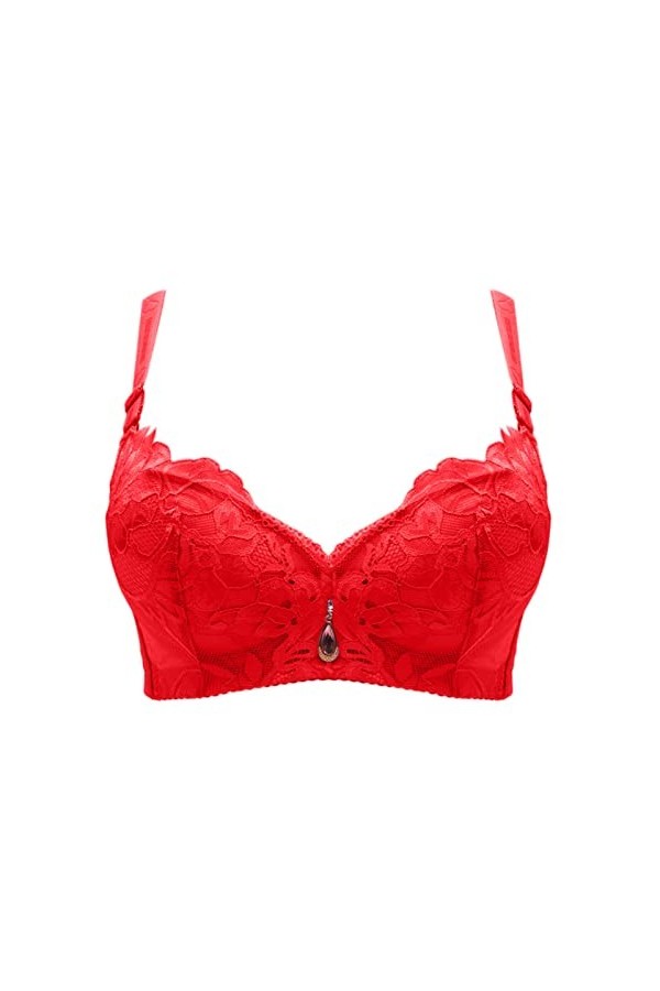 HANXIULIN Soutien-gorge rembourré à fermeture avant pour femme - Élégant - Grande taille - Confortable - Avec dentelle - Conf