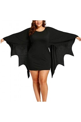 Mini Jupe Courte Sexy Manche Chauve-Souris Pop Robe Halloween Cosplay Vetement POPLY Deguisement Halloween Femme Adulte Robe 