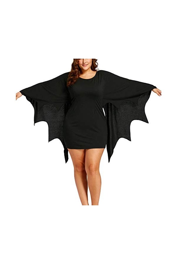 Mini Jupe Courte Sexy Manche Chauve-Souris Pop Robe Halloween Cosplay Vetement POPLY Deguisement Halloween Femme Adulte Robe 