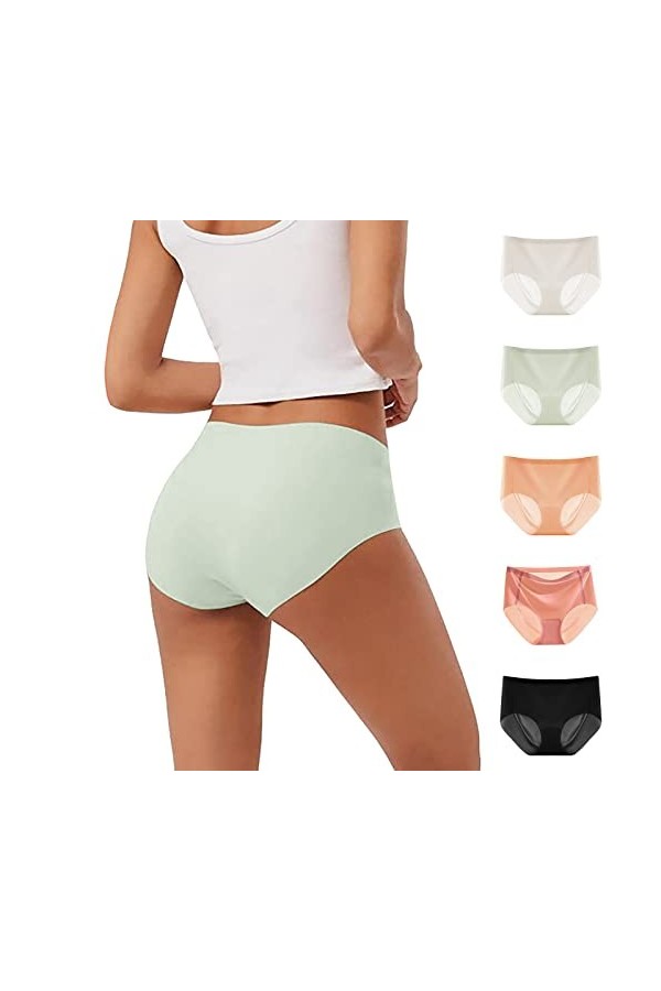 Culotte Femme Haute Tangas Briefs Physiologiques Pur Coton sous-Vêtements Taille Mi-Haute Tangas Coquine Chic Stringthong Tra