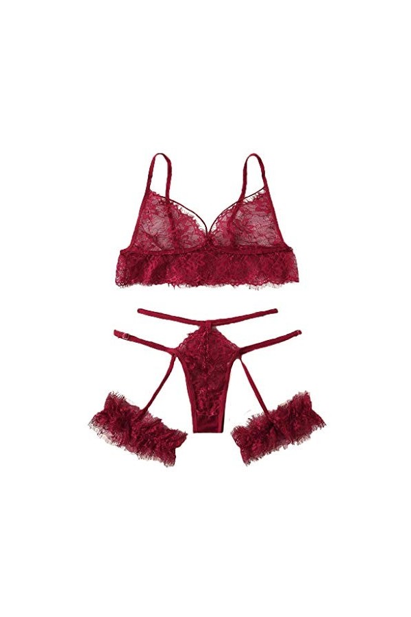 Femme Vêtements De Nuit Dentelle Lingerie Sexy Ensemble 2 Pièce Ensemble Soutien Gorge et String Erotique sous-Vetements Sexy