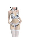 LureZone Costume de vache sexy pour femme - Tenue kawaii - Mini bikini à lait - Couleur vache 2641
