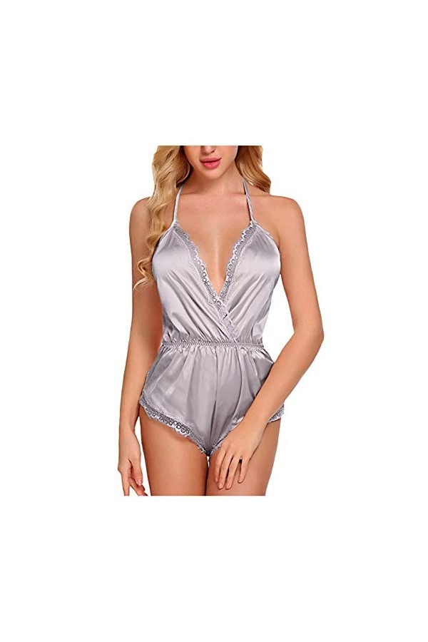 UOWEG Sexy Femmes Dentelle Satin Body Sexy Teddy Lingerie Dos Combinaison sous-vêtements Ensemble De Lingerie en Dentelle Gr