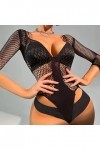 UOWEG sous-vêtements érotiques pour Femmes Net Suit de pêche Trous évidés sous-vêtements Sexy Combinaison Ouverte Black, One