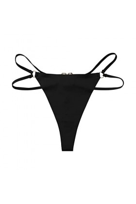 Dorjuli Culotte sans couture pour femme - Culotte sans couture - Culotte taille moyenne - String sexy pour femme, Noir , M