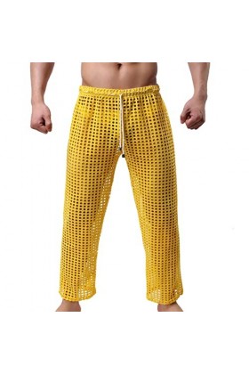 Gefomuofe Pantalon en maille pour homme - Pantalon de loisirs transparent - Pantalon sexy en maille - Sous-vêtements en maill