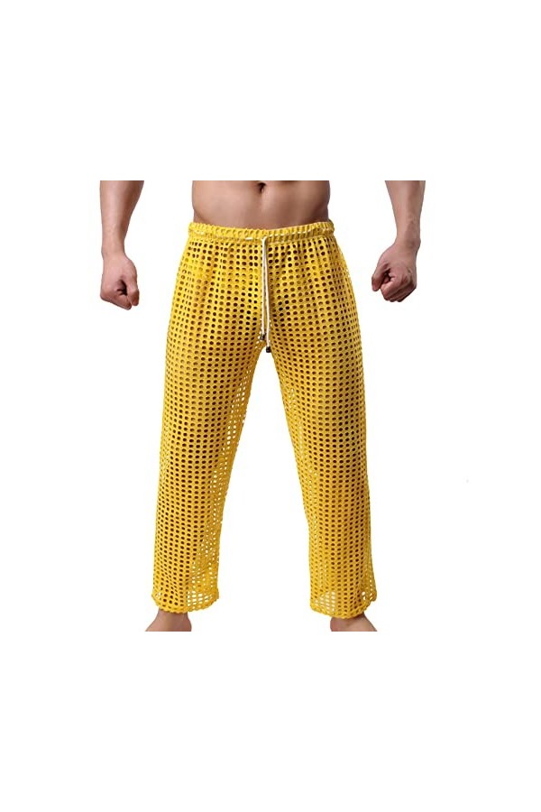 Gefomuofe Pantalon en maille pour homme - Pantalon de loisirs transparent - Pantalon sexy en maille - Sous-vêtements en maill