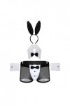inlzdz Homme Sissy Ensemble de Lingerie Sexy Lapin Boxer Collier Poignets Bandeau Sexy Déguisement Bunny Sexy Costume Serveur