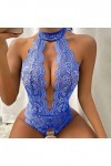 Fulidngzg Lingerie sexy pour femme - En maille - Lingerie gainante - Nuisette ouverte - Lingerie érotique - Entrejambe ouvert