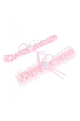 rockible Jarretières de Mariage pour Mariée Extensible Jambes Jarretière Ensemble, Rose, comme décrit