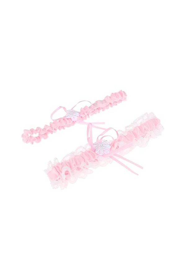 rockible Jarretières de Mariage pour Mariée Extensible Jambes Jarretière Ensemble, Rose, comme décrit