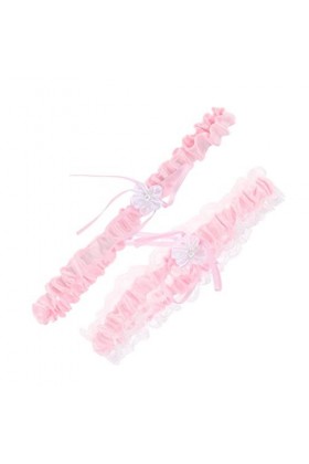 rockible Jarretières de Mariage pour Mariée Extensible Jambes Jarretière Ensemble, Rose, comme décrit