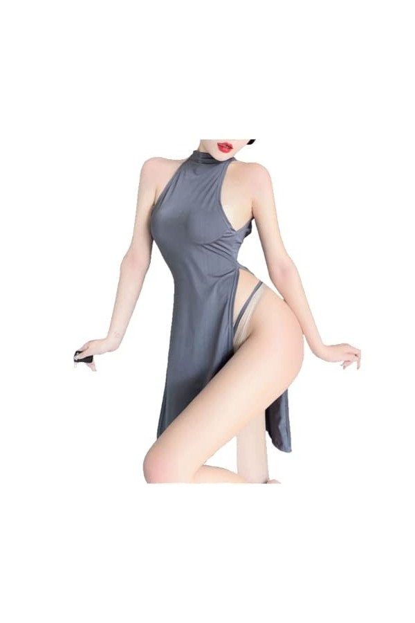 LureZone Sexy Chinois Cheongsam Robe traditionnelle Qipao Babydoll Cosplay Lingerie 1228black 