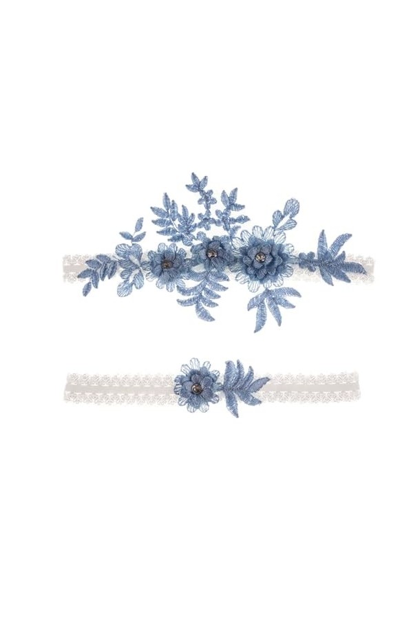 SSRDFU Jarretière Mariage Dentelle - Jarretière Cousue à la Main Jarretière de Mariée Florale Ensemble de Jarretiere Mariage 