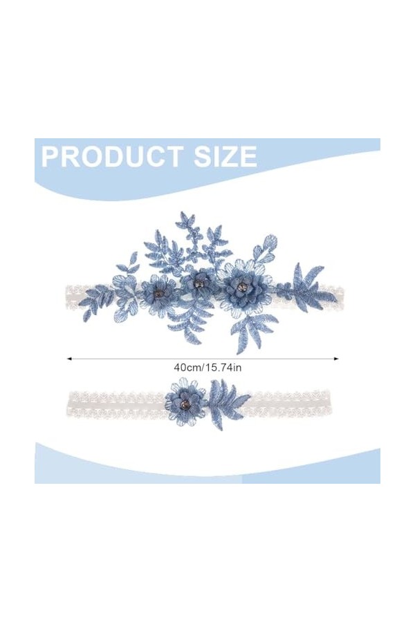 SSRDFU Jarretière Mariage Dentelle - Jarretière Cousue à la Main Jarretière de Mariée Florale Ensemble de Jarretiere Mariage 