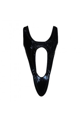 Qixiu Lingerie Sexy Femme ajouré Dames Trois-Points ajouré Cuir Verni Sexe Combinaison Pyjama Cosplay d’Halloween