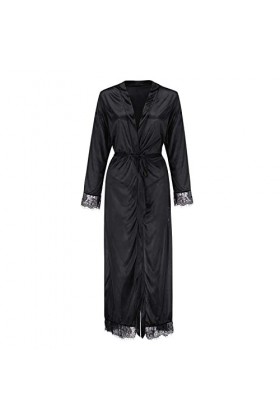 liaddkv Robe de nuit sexy en soie pour femme Jaune, Noir , L