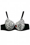 Silver Party Punk Strass Lady Soutien-gorge sexy pour femme avec nœud sexy, Noir , XXL