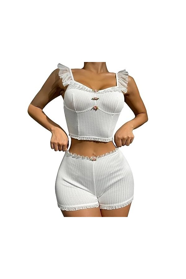 Lingerie Sexy Effet Mouille Ensemble de Lingerie pour Femme Bralette en Dentelle et Ensemble de Culotte Lingerie en Dentelle 