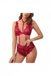 Sexy Nuisette Babydoll pêche Corset sous-Vêtement Ensemble Soutien Gorge en Satin et Dentelle Sexy Saint Valentin Costume Cos