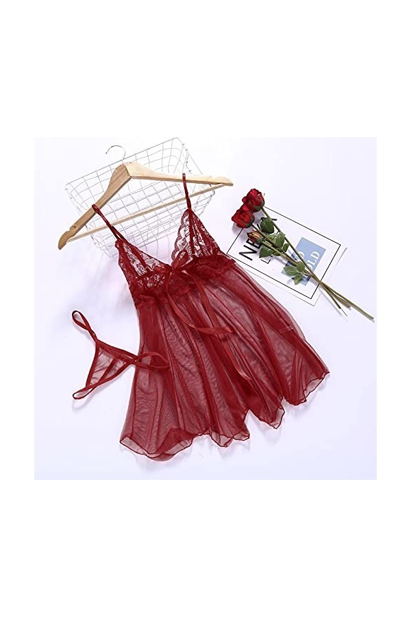 Zannycn Ensemble de lingerie sexy pour femme - Licol - Lingerie érotique - Tenue sexuelle - Tenue de strip-teaseuse - Lingeri