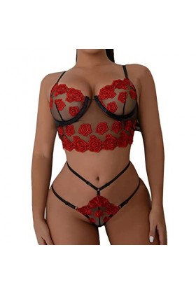 Lingerie Femme Sexy Ensemble Homme Sexy Hot y26k Nouvelle Lingerie Sexy européenne et Sexy Creux Bas Noir Maille sculpté Rose