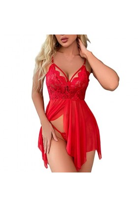 Nuisette Lingerie Femme Sexy sous Vêtements Sissy Érotique Push Up Mini Robe Ouverte Chemise Valentin Nuisette See Through Fo