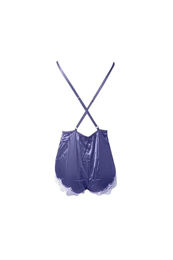 BIISDOST Femmes Sexy Dentelle Dentelle Lingerie Dos Sling Body Pyjamas Chaussette Sexy Navy, XXL 