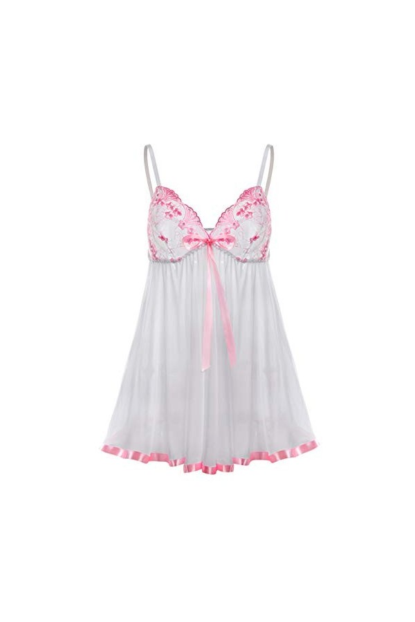 BIISDOST S-6XL Sexy Plus Pyjama Taille Dentelle vêtements de Nuit Lingerie vêtements de Nuit vêtements de Nuit Bow Body Noir 