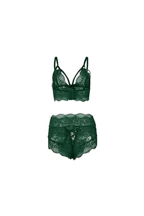 sous-Vetements Femme Sexy Lingerie Sexy Ensemble Erotique Vêtements De Nuit 2 Pièce Ensemble Soutien Gorge et String Dentelle