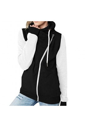 Gefomuofe Sweat-shirt à capuche pour femme - Vintage - Surdimensionné - Pour lautomne - Fermeture éclair - Avec capuche, c b