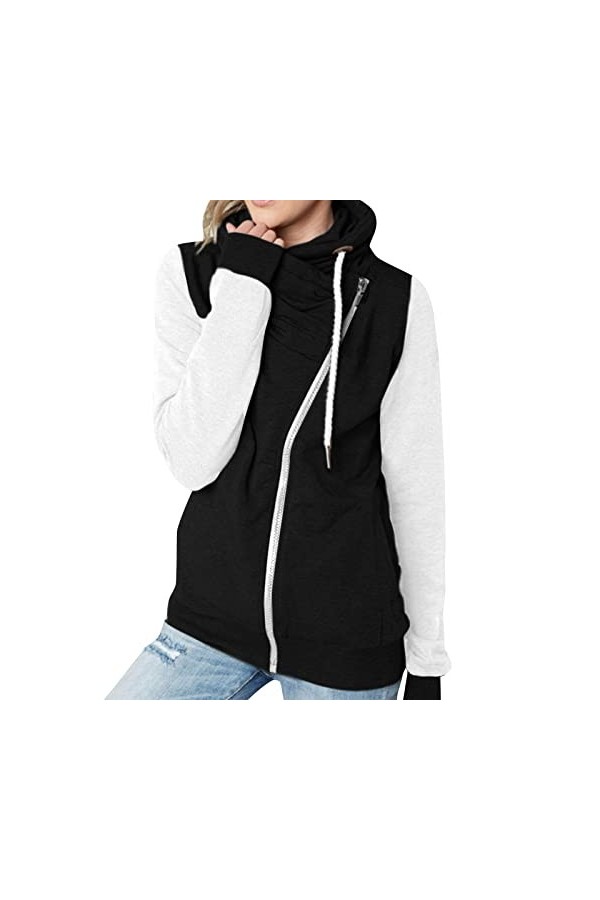 Gefomuofe Sweat-shirt à capuche pour femme - Vintage - Surdimensionné - Pour lautomne - Fermeture éclair - Avec capuche, c b