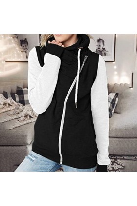 Gefomuofe Sweat-shirt à capuche pour femme - Vintage - Surdimensionné - Pour lautomne - Fermeture éclair - Avec capuche, c b