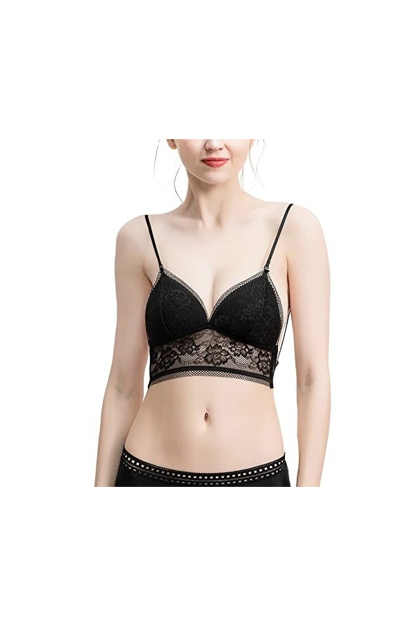 Soutien-Gorge Dos Femme Dentelle Forme U Soutien-Gorge Dos 38B Noir Menstruelle Adolescente Abondant Black, XL 