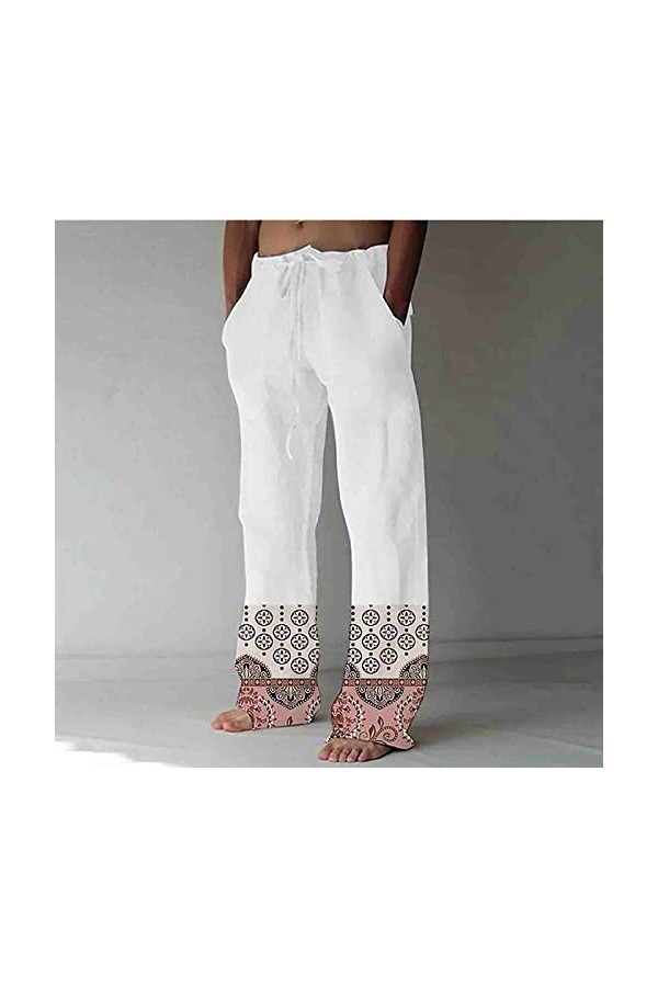 Pantalon en lin pour hommes Pantalon de loisirs long Impression 3D Motif animal tridimensionnel Pantalon stretch ample taille